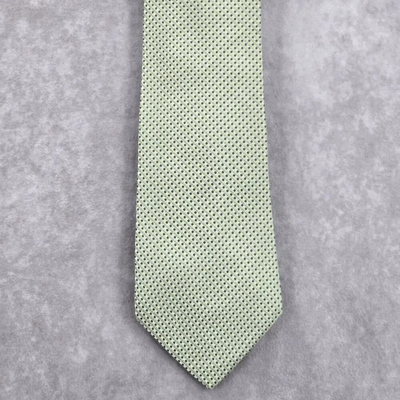 Geoffrey Beene Green Blue Stripe Polka Dot Silk Executive Neck Tie Men's - Picture 1 of 6